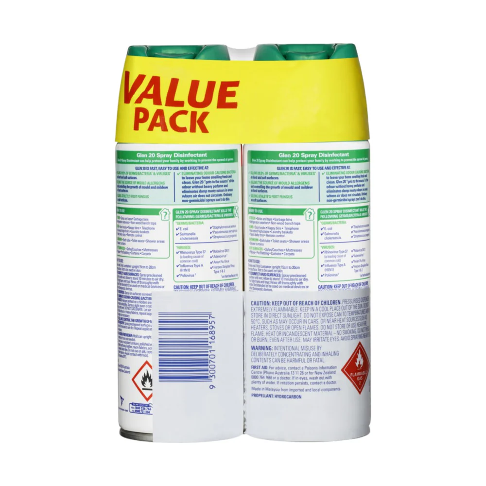 Glen 20 All-in-One Disinfectant Spray Original 300g x 2 Pack - Image 2
