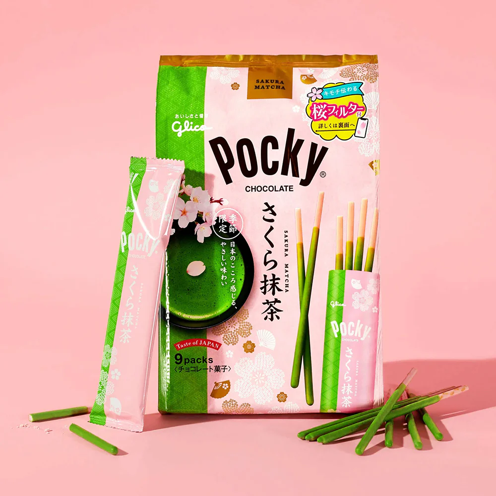 Glico Pocky Sakura Matcha Chocolate Sticks - 8 Packs - Image 2