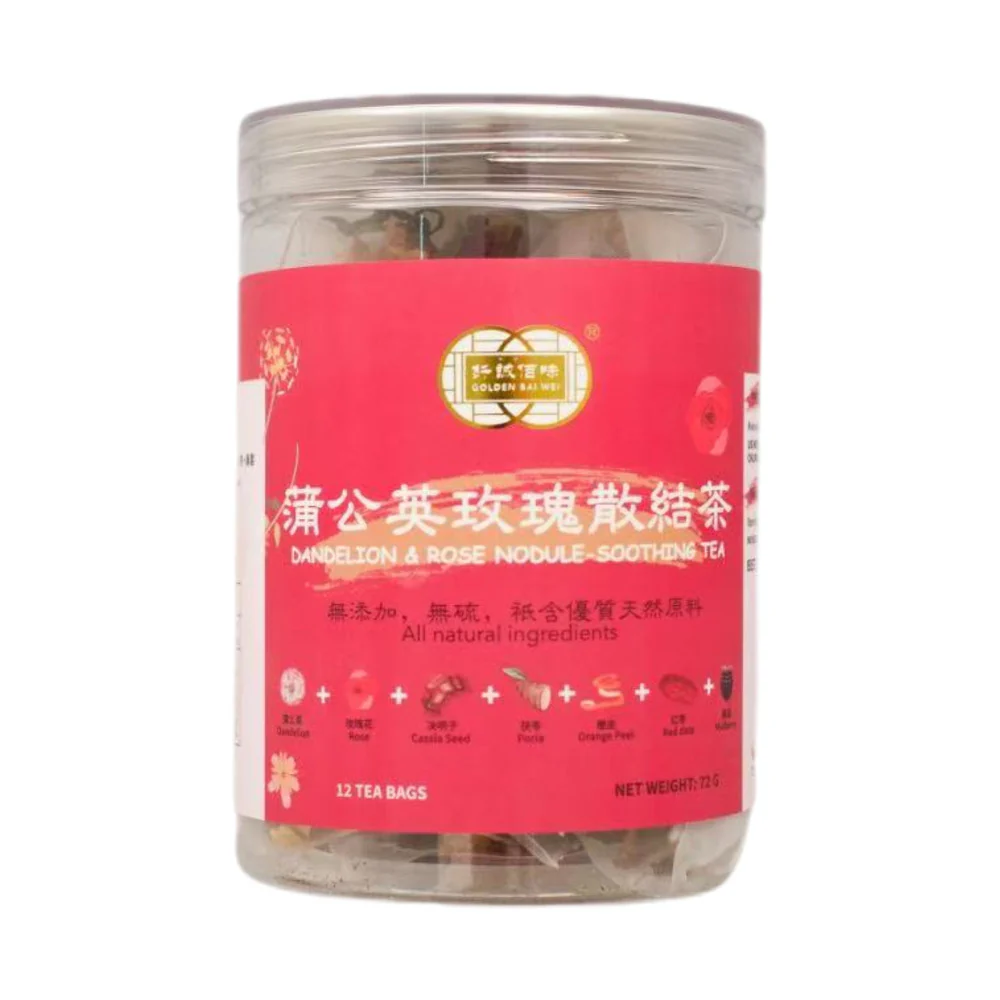 Golden Bai Wei Dandelion & Rose Herbal Tea – 12 Tea Bags (72g)