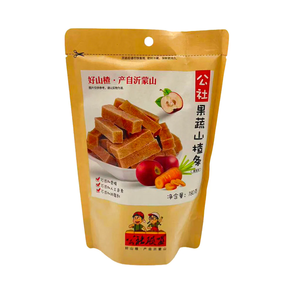Gongshe Lianmeng Fruit & Veg Hawthorn Sticks 180g - Chewy Sweet & Tangy Chinese Hawthorn Snack