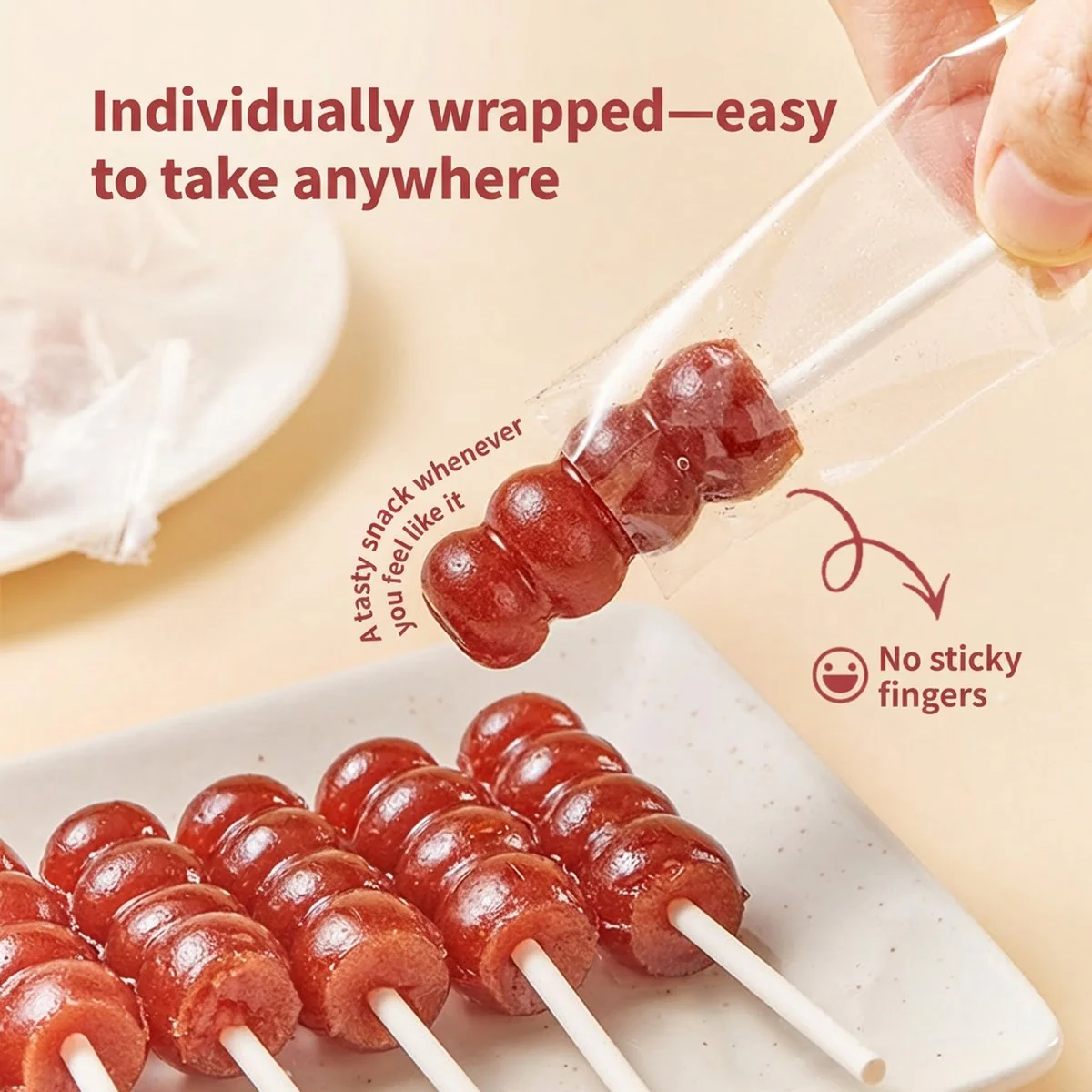 Gongshe Union Hawthorn Skewers 105g - Traditional Chinese Hawthorn Candy on Sticks - Image 2