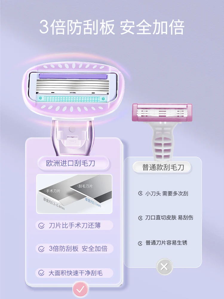 Goody Sensitive Women's Razor Long Handle - Purple - Image 4