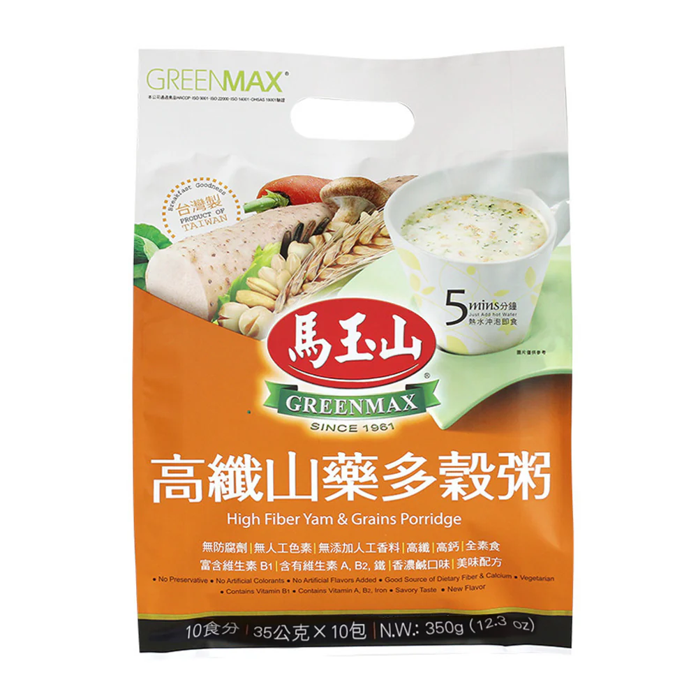Greenmax High Fiber Yam & Grains Porridge - 35g x 10 Packs