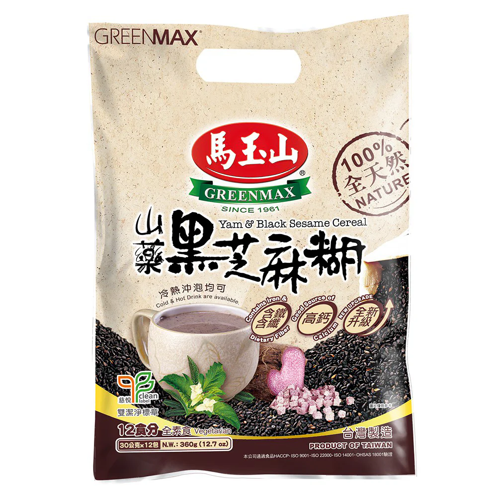 Greenmax Yam & Black Sesame Cereal - 30g x 12 Packs