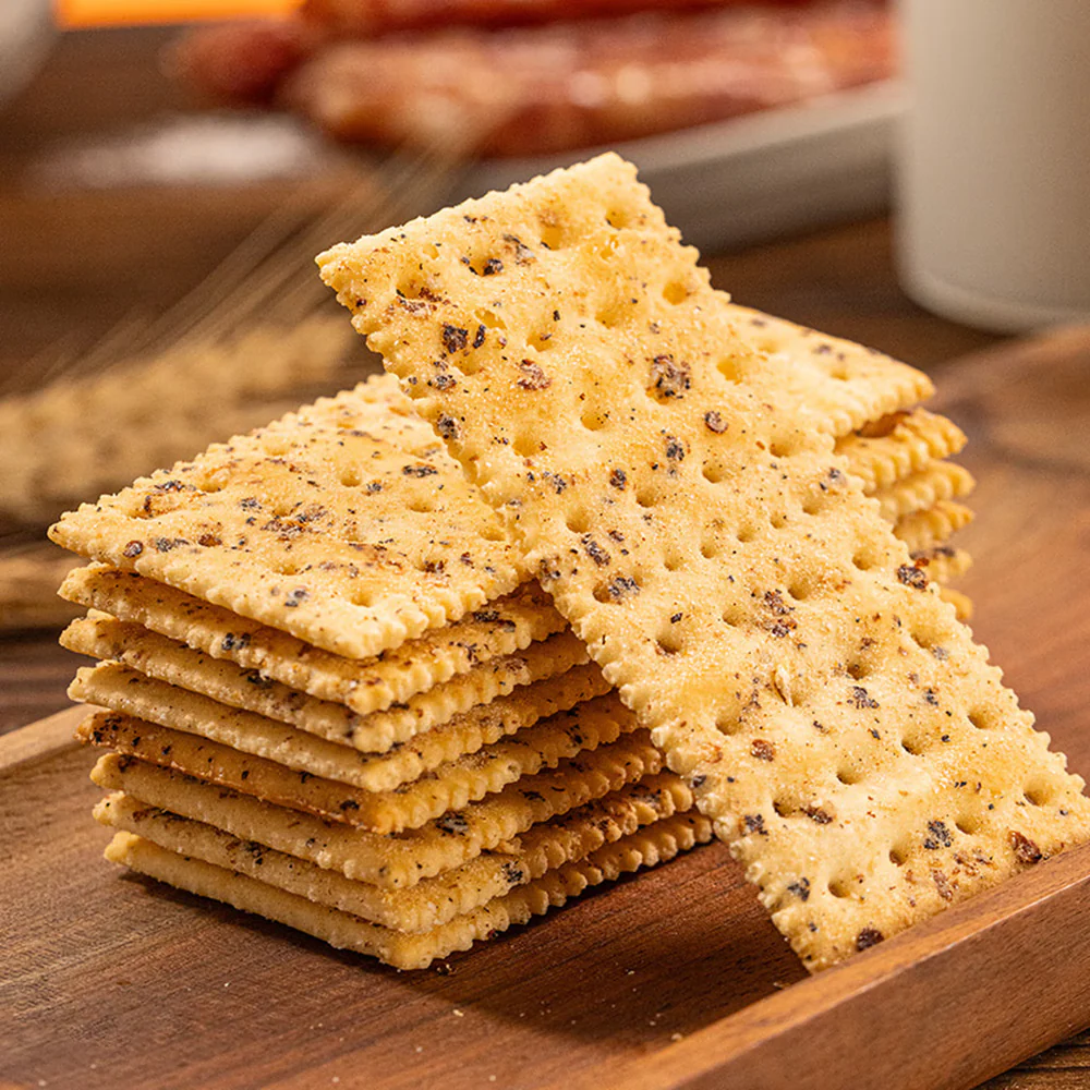 Guangzhou Restaurant Black Truffle Sausage Soda Biscuits 260g – Savoury Crackers with Chinese Sausage & Black Truffle - Image 3