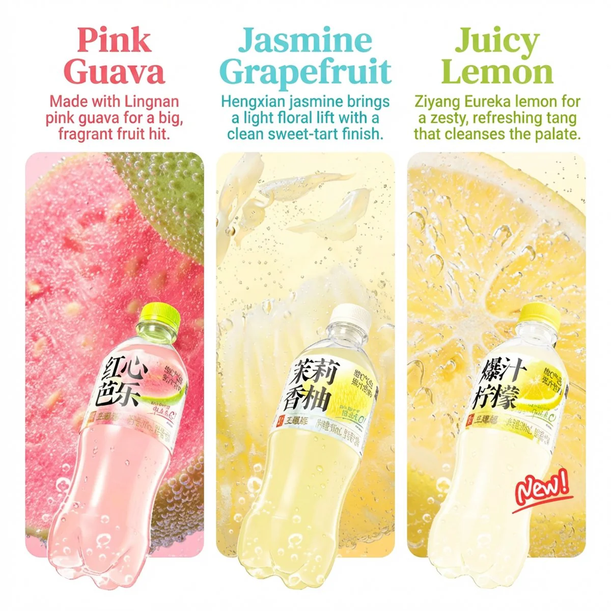 Guozi Shule Vitamin C Sparkling Juice – Jasmine Pomelo, 500ml x 15 Bottles - Image 3