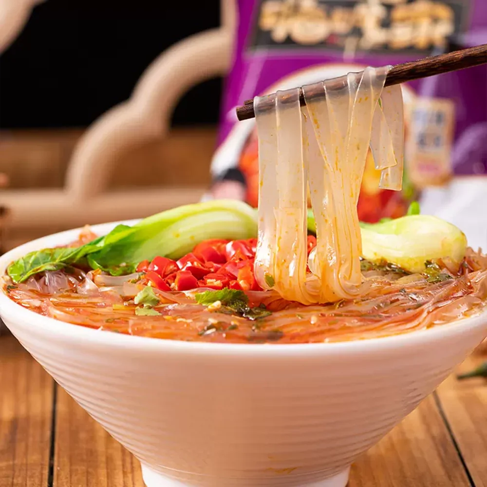 Haichijia Spicy and Sour Wide Vermicelli - 4 Packs x 98g - Image 3