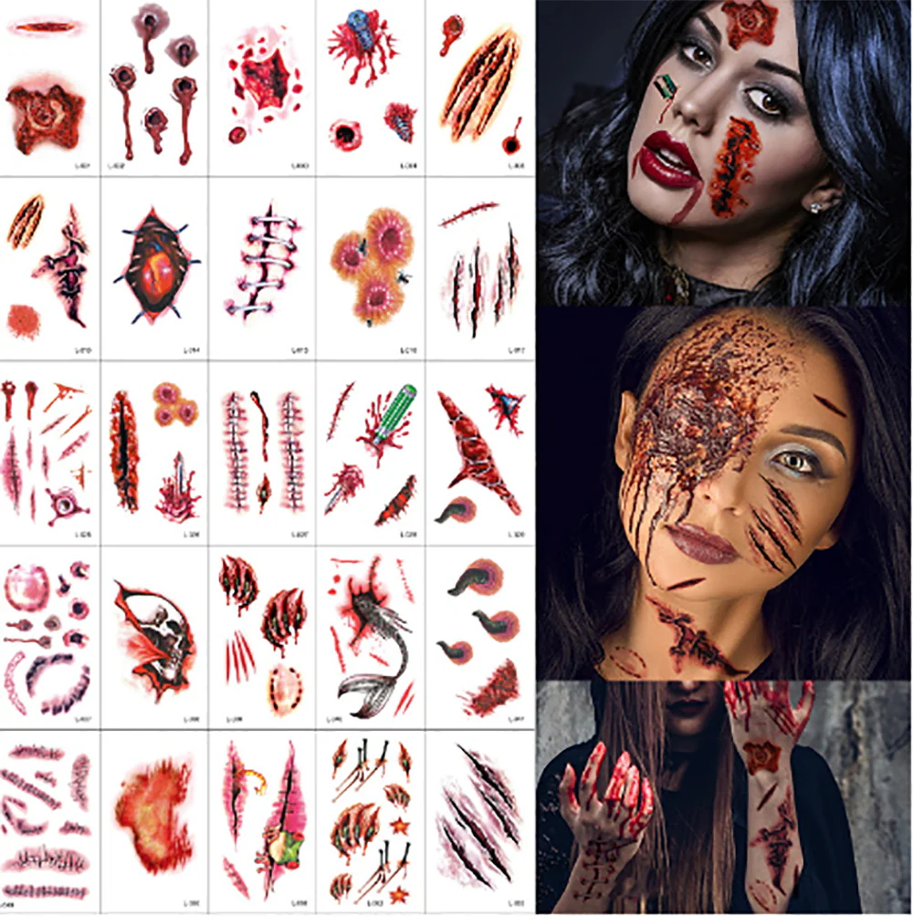 Halloween Realistic Scar Tattoo Stickers - 30 Sheets - Image 3