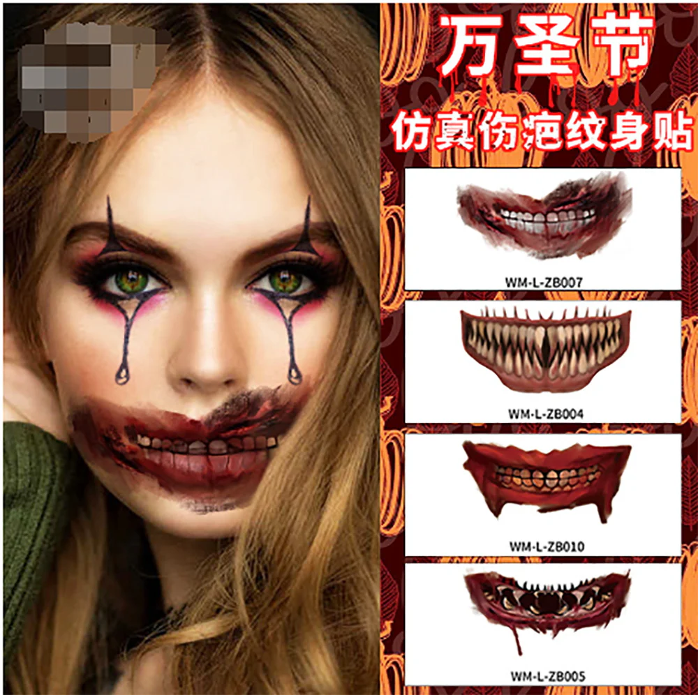 Halloween Realistic Scar Tattoo Stickers - Style B, 10 Sheets - Image 2