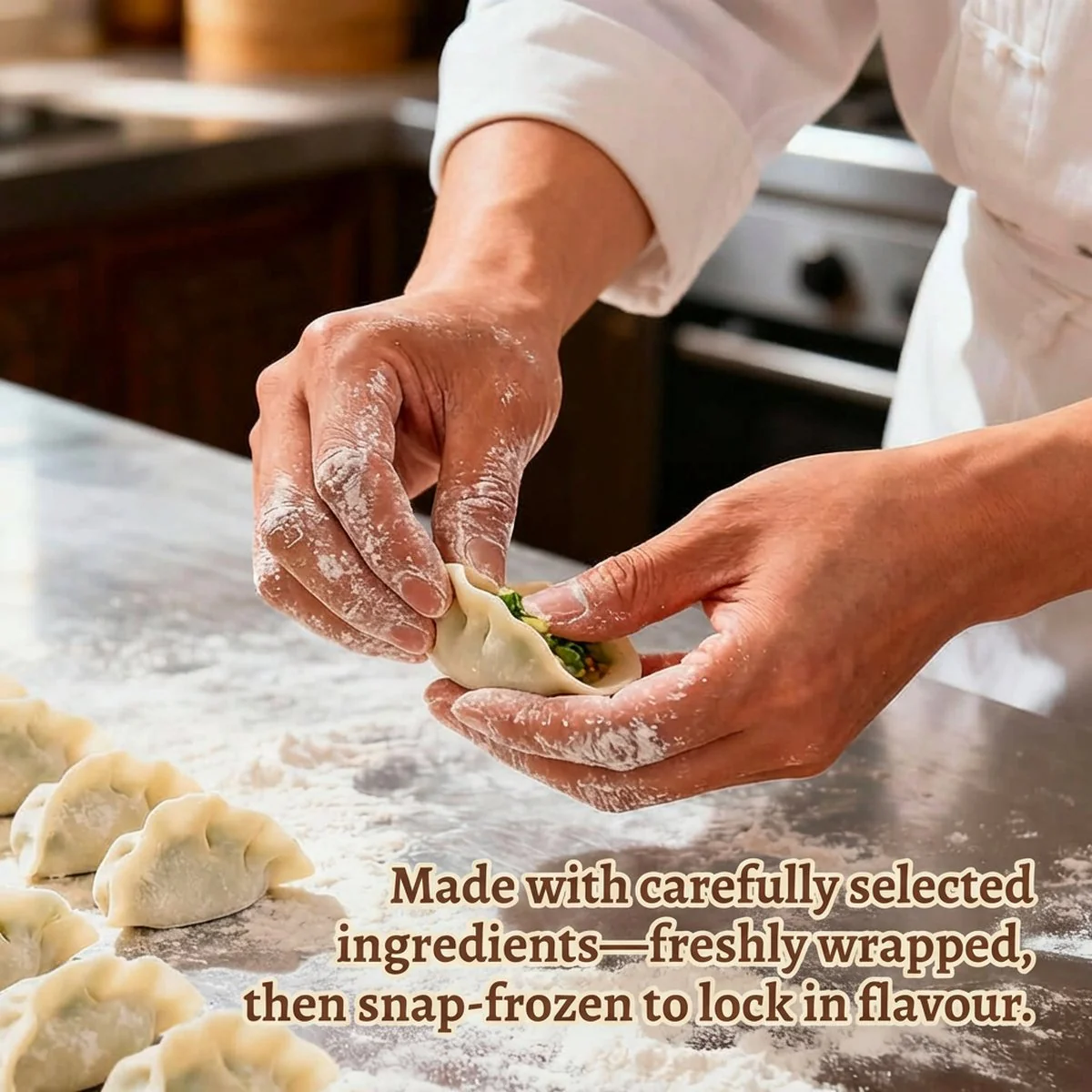 Handmade Pork & Chinese Cabbage Dumplings - 12 Pieces, 360g (Frozen) - Image 3