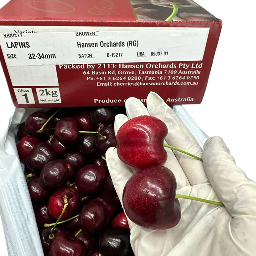 Hansen Orchards Tasmanian Lapins Cherries Gift Box 2kg – 32–34mm - Image 3