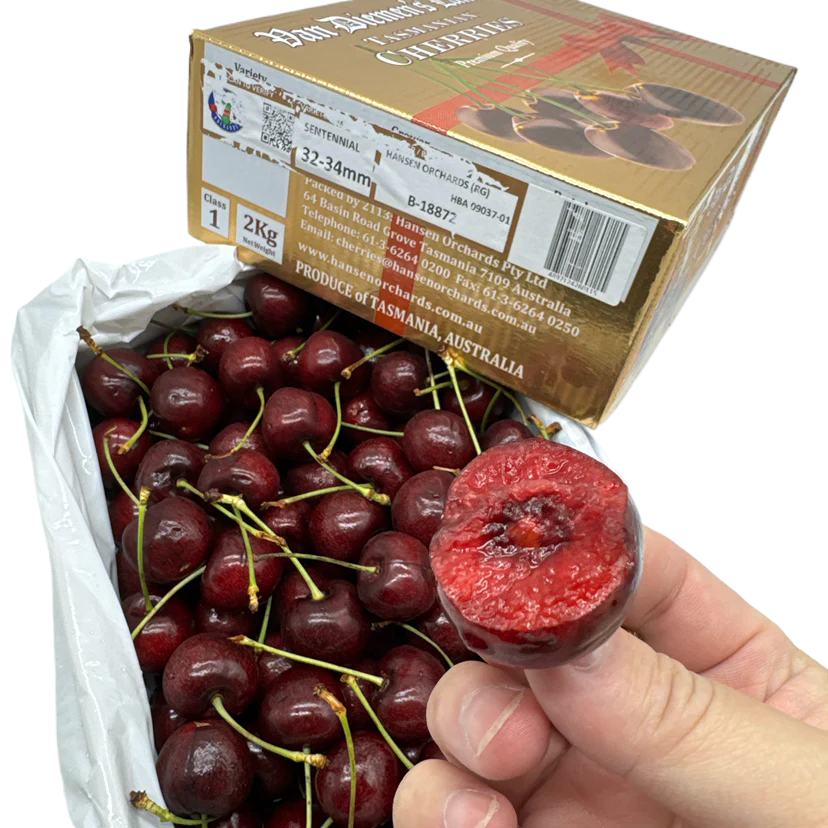 Hansen Sentennial Tasmanian Cherries Gift Box 32-34mm - 2kg - Image 2