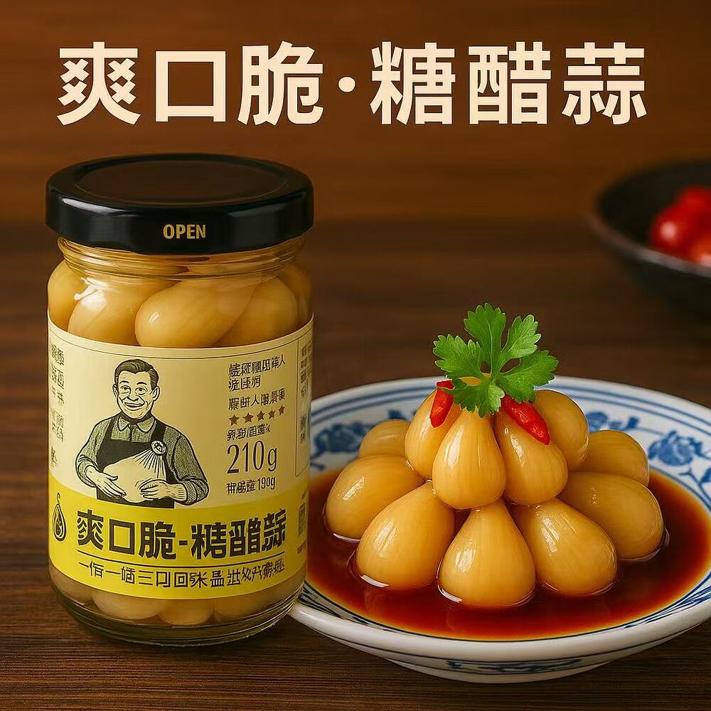 Hao Suan Dao Sweet & Sour Pickled Garlic – Crunchy 210g - Image 2