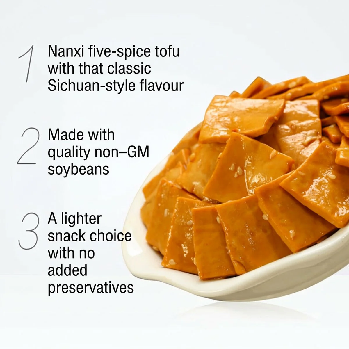 Haobashi Nanxi Pickled Chili Braised Tofu 95g – Spicy Tofu Snack - Image 2