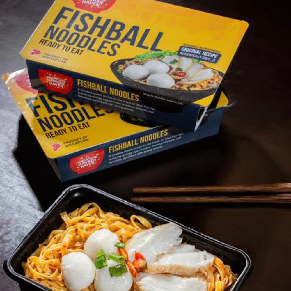 Hawker Haven Singapore Fishball Noodles – Frozen Ready Meal 350g - Street-Food Style Egg Noodles with Fish Balls & Fish Cake - Image 2