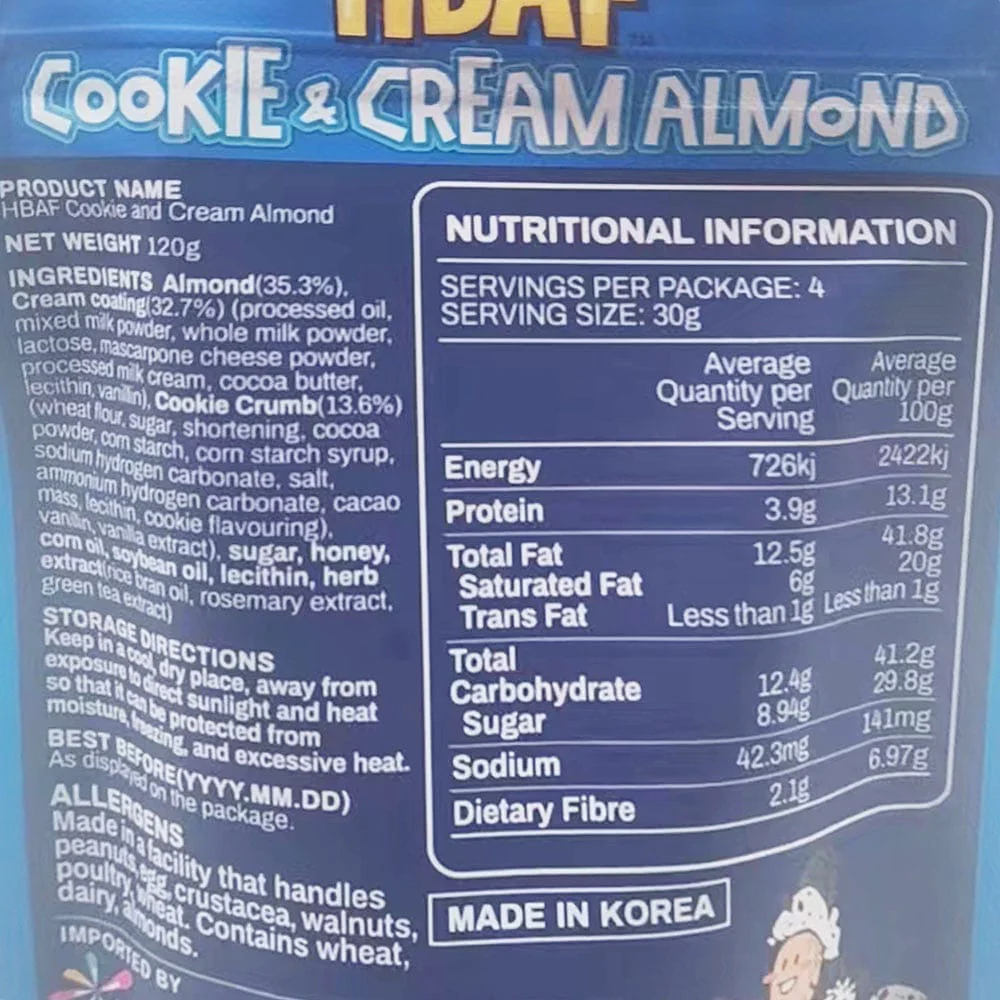 HBAF Cookie & Cream Almond - 120g - Image 2