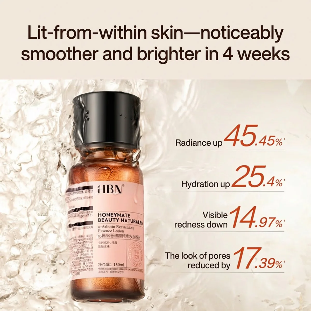 HBN α-Arbutin Revitalizing Essence Lotion 2.0 150ml - Brightening Toner - Image 2