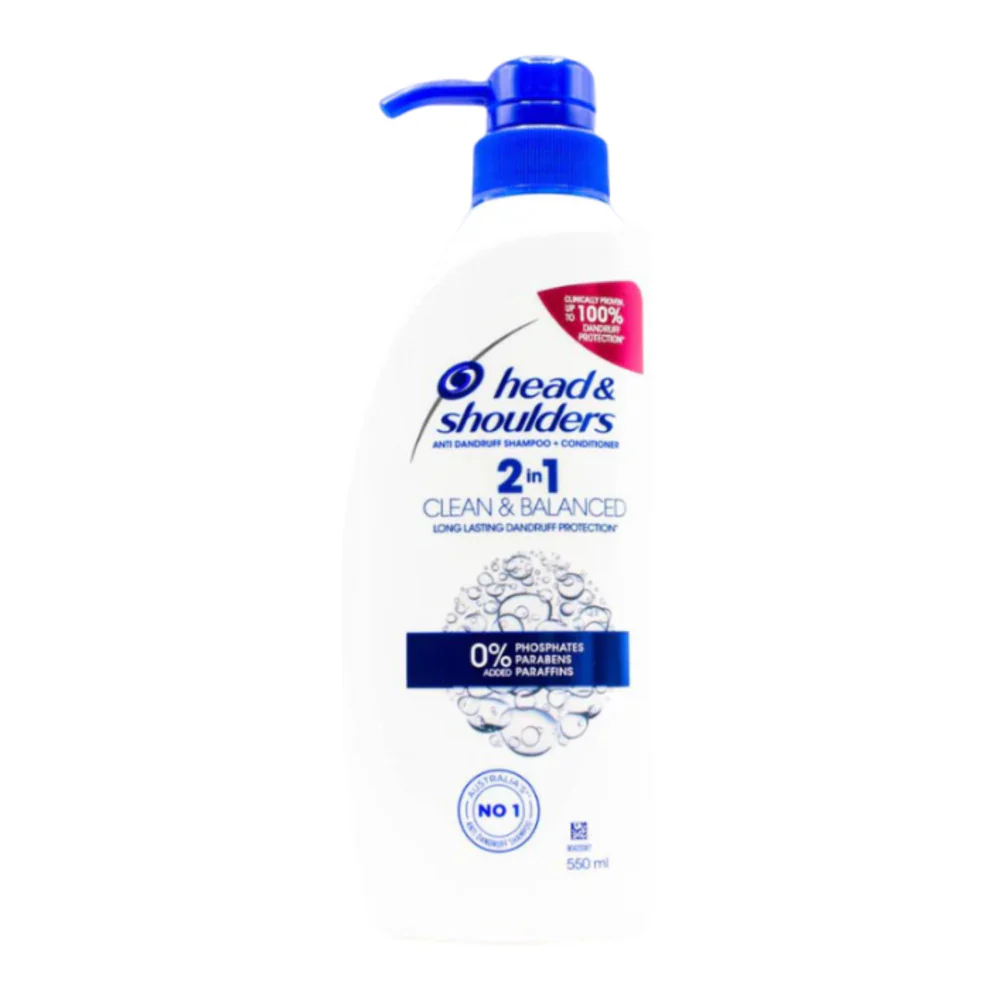Head & Shoulders Clean & Balanced 2-in-1 Anti-Dandruff Shampoo + Conditioner 550ml