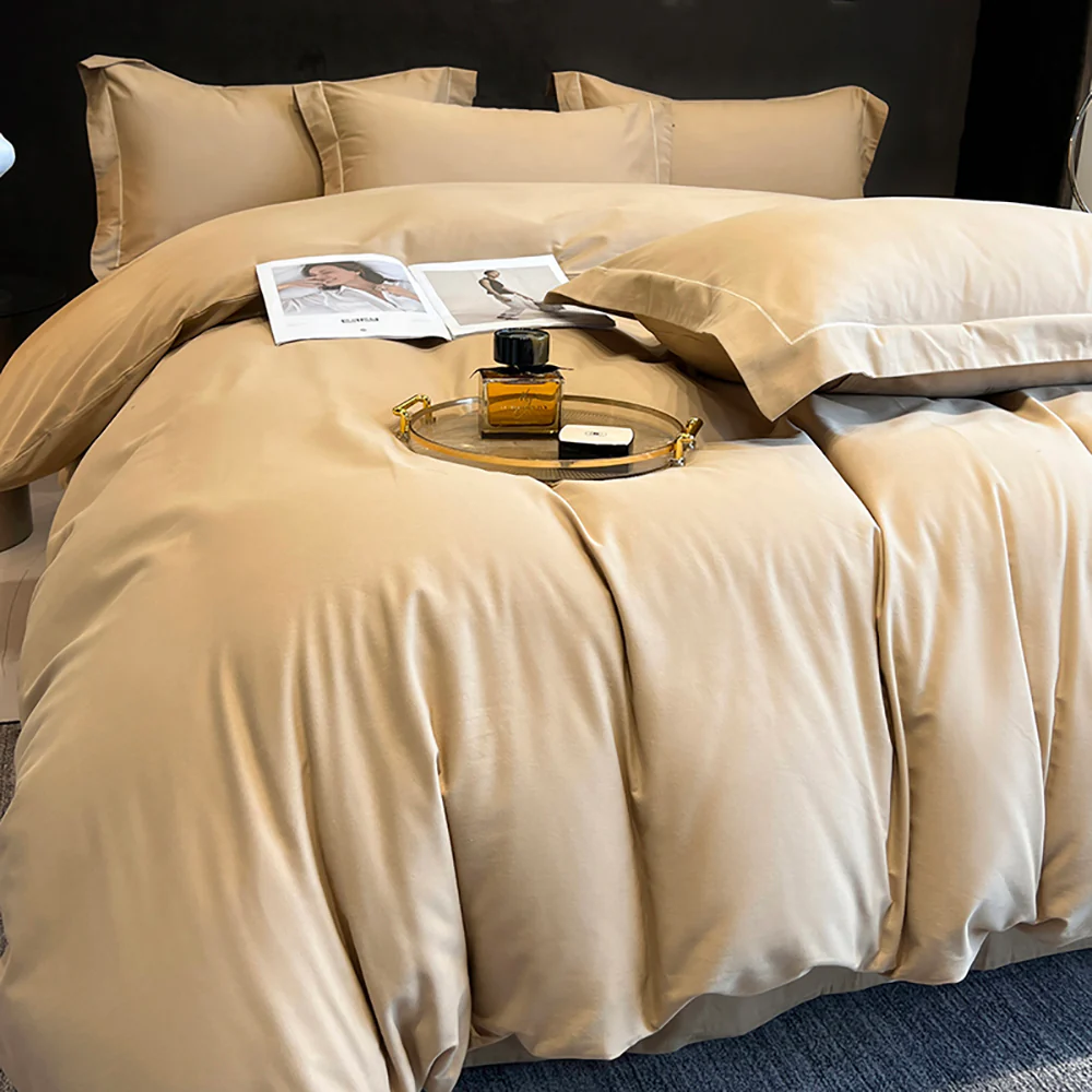 Heartin Khaki King Size Bedding Set with 2 Pillows - Image 3
