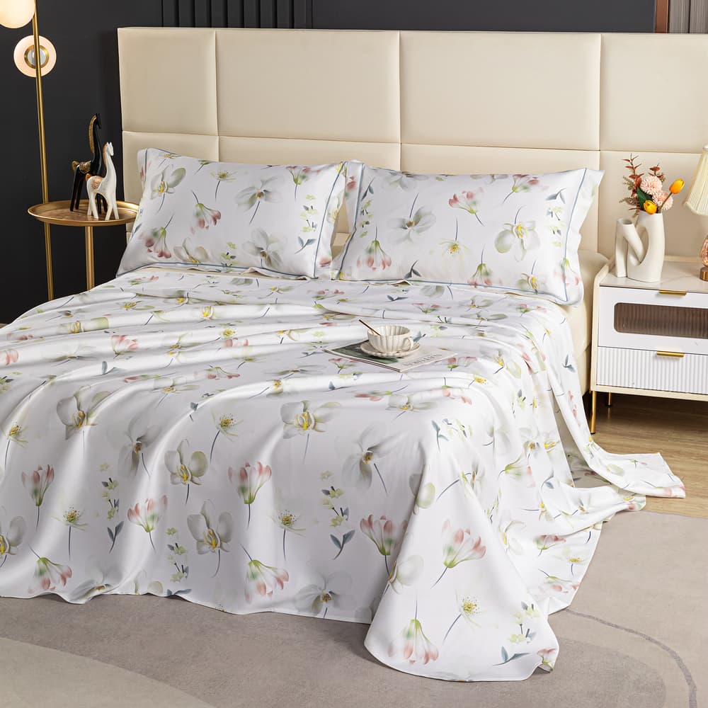 Heartin Machine Washable Soft Bedding Set - Pear Blossom Design (1 Soft Sheet + 2 Pillowcases) - Image 5
