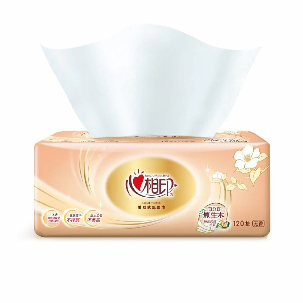 Hearttex Unscented 3-Ply Native Wood Facial Tissues, 120 Pulls x 4 Packs - Image 2