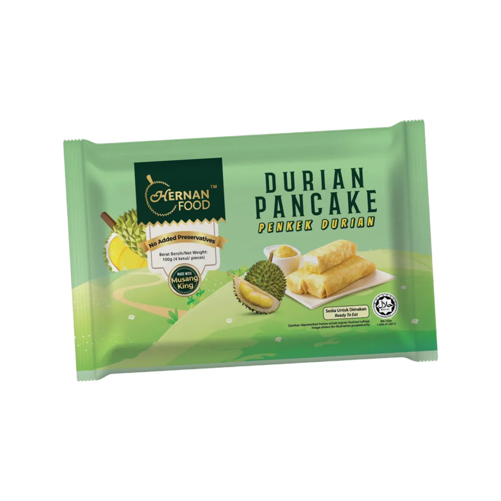 Hernan Frozen Musang King Durian Pancake 100g - Durian Crepe Dessert - Image 3