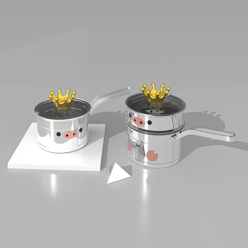 Hey Piggy 304 Stainless Steel Long Handle Milk Pot - 2000ml, 16cm - Image 2
