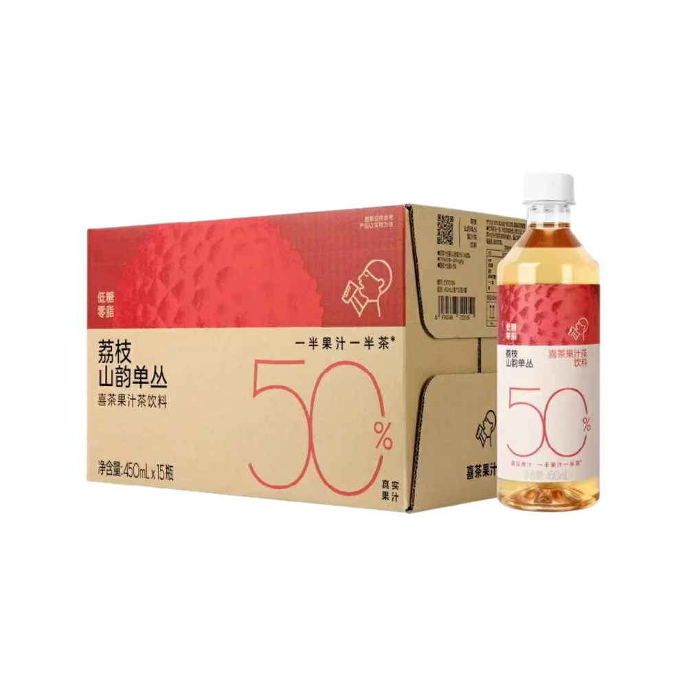 Heytea Lychee Dancong Fruit Juice Tea Drink 450ml x 15 Bottles - 50% Juice, Low Sugar