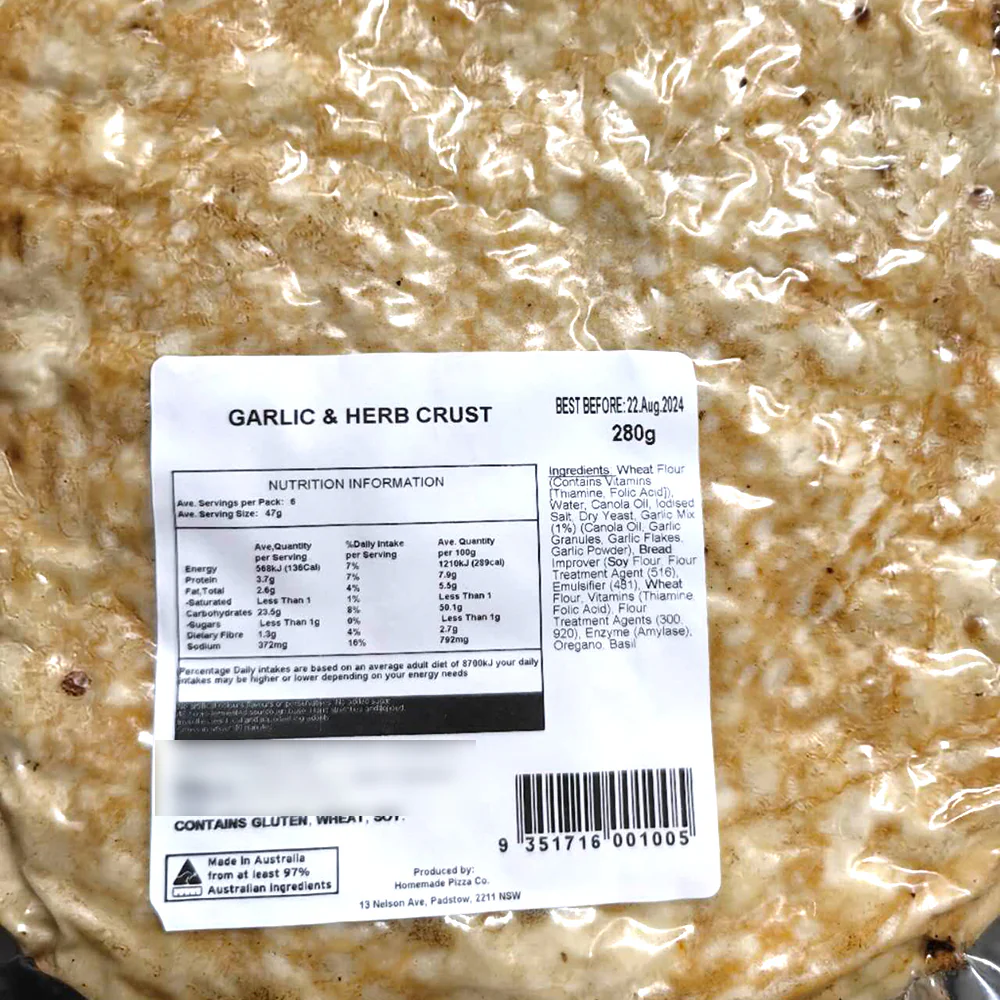 Homemade Garlic & Herb Crust Pizza Base - 280g - Image 3
