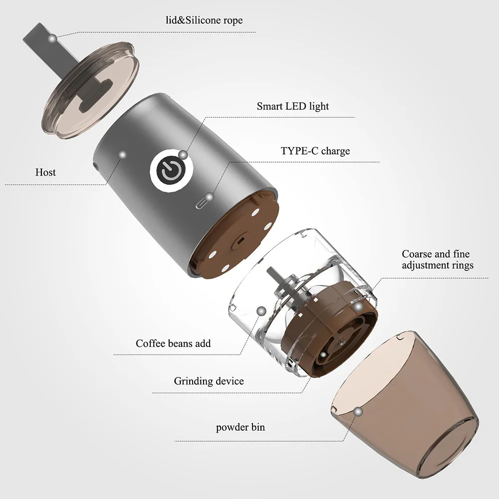 HomeTech Electric Coffee Grinder USB Rechargeable - 150ml - Image 3
