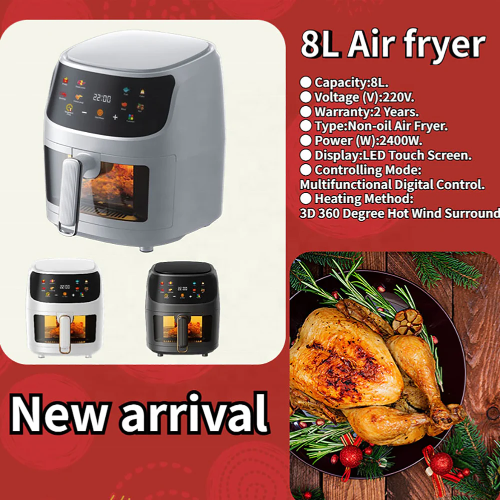HomeTech Large Capacity Visible Air Fryer 8L - Image 3