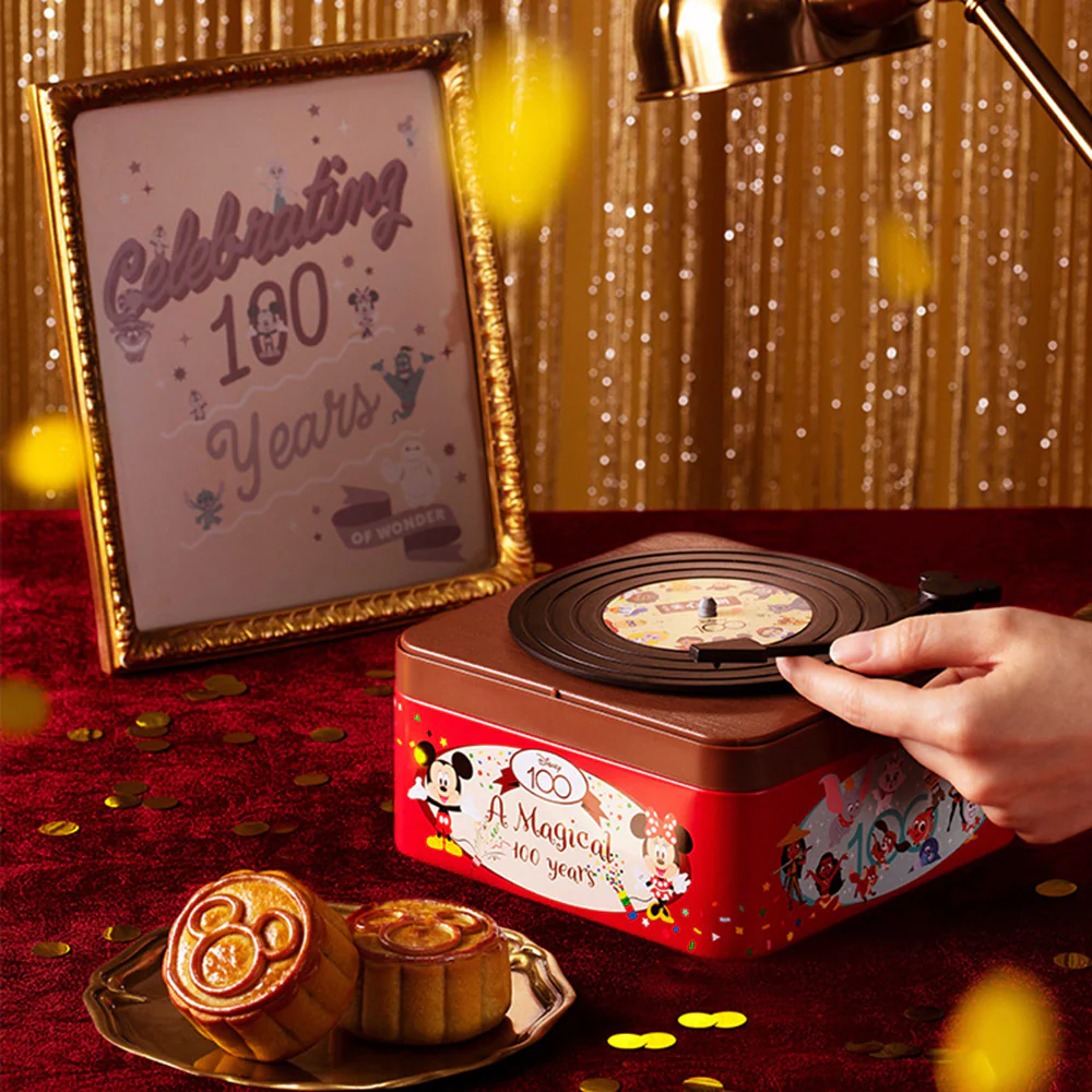 Hong Kong MX Disney 100th Anniversary Vinyl Record Player Mooncake Gift Box - 4 Pieces, 750g - Image 3