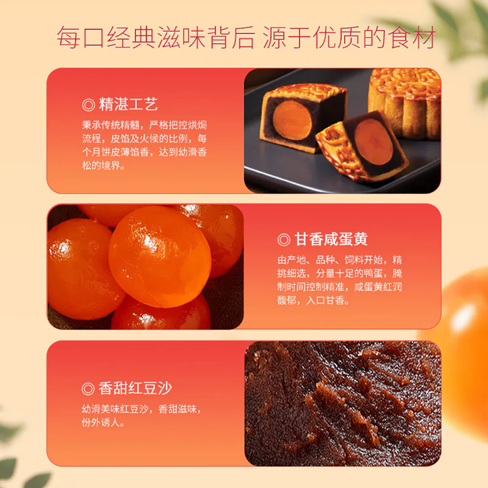 Hong Kong MX Maxim's Mooncakes Double Yolk Red Bean Paste Mooncakes Gift Box - 4 Pieces, 740g - Image 3