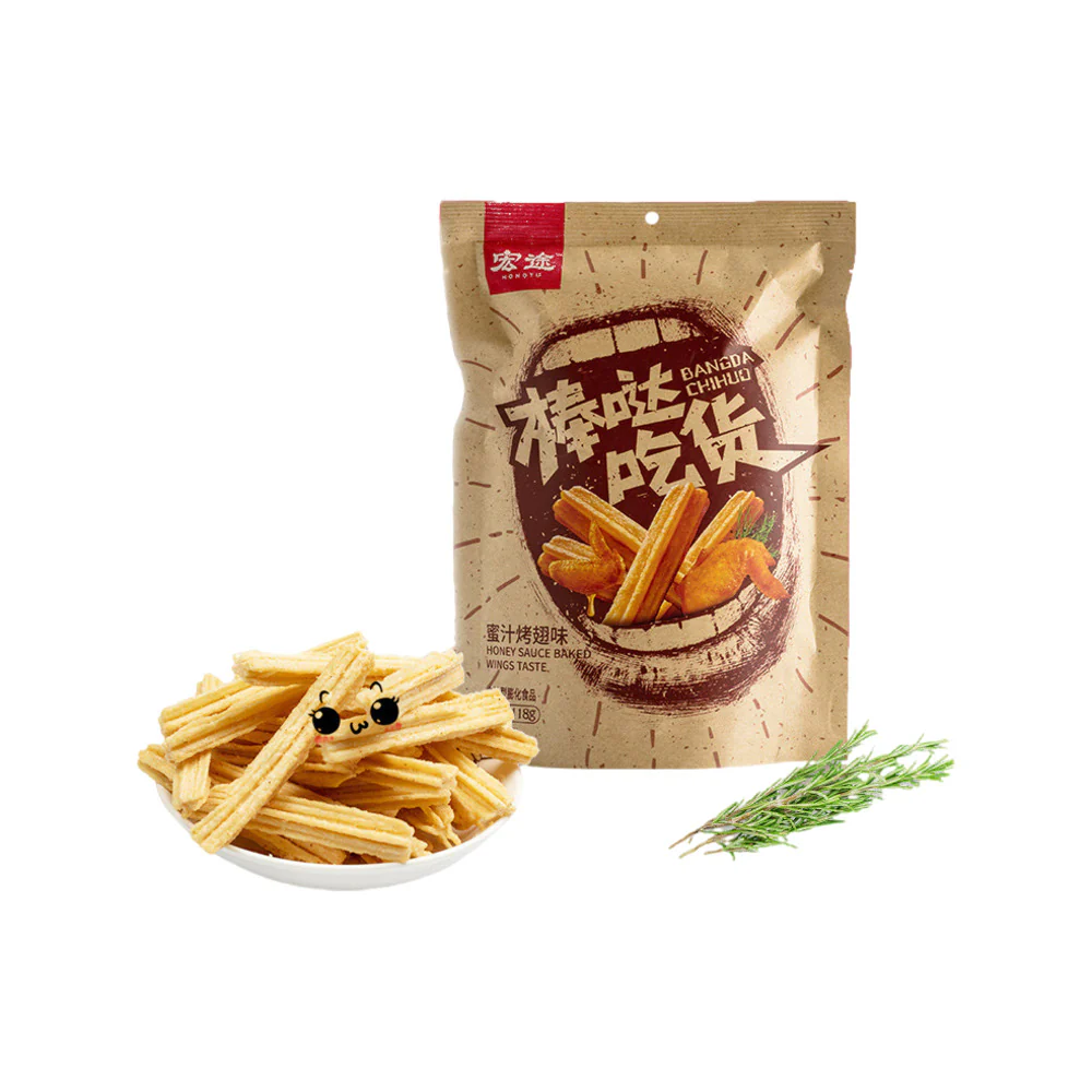 Hongtu Bangda Chihuo Honey Sauce Baked Wings Flavour Corn Sticks 118g