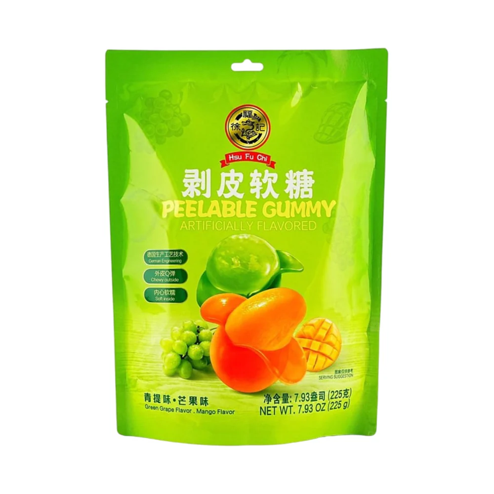 Hsu Fu Chi Peelable Gummy Candy – Green Grape & Mango Flavour 225g