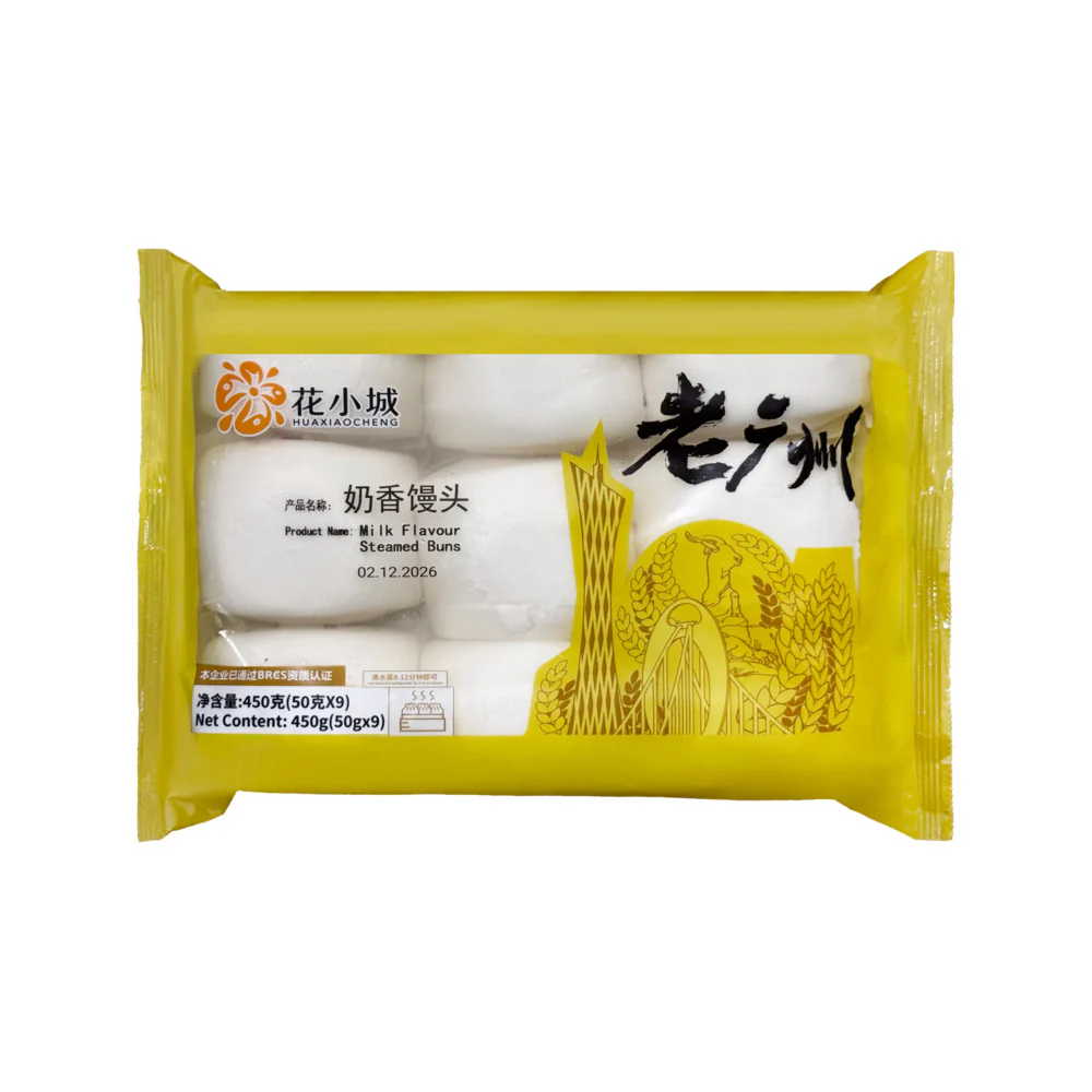 Huaxiaocheng Milk Flavour Steamed Buns (Frozen) 450g, 9 Pieces - Chinese Mantou