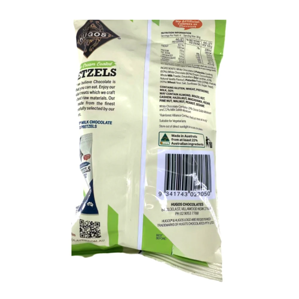 Hugos Pistachio Cream Coated Salted Pretzels - 120g - Image 2