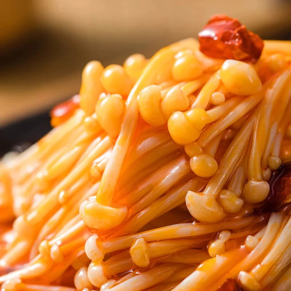Huichuan Pickled Enoki Mushrooms with Green Sichuan Pepper (Tengjiao) 145g – Tingling Spicy Sichuan Condiment - Image 2