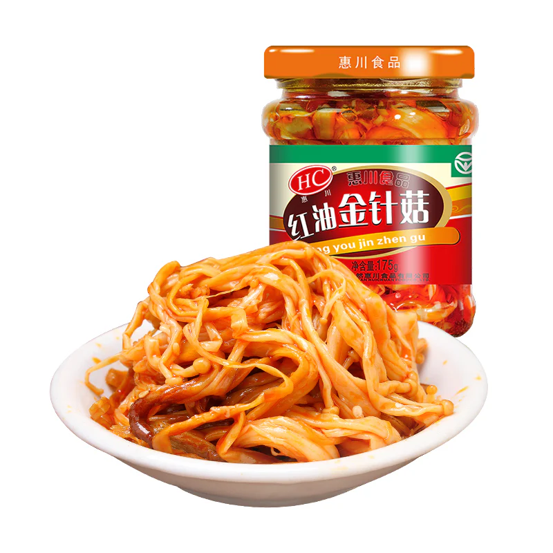 Huichuan Spicy Enoki Mushrooms in Chili Oil - 145g - Image 3