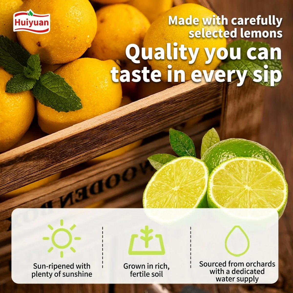 Huiyuan 100% Sunshine Lemon Mixed Juice 1L - Image 3
