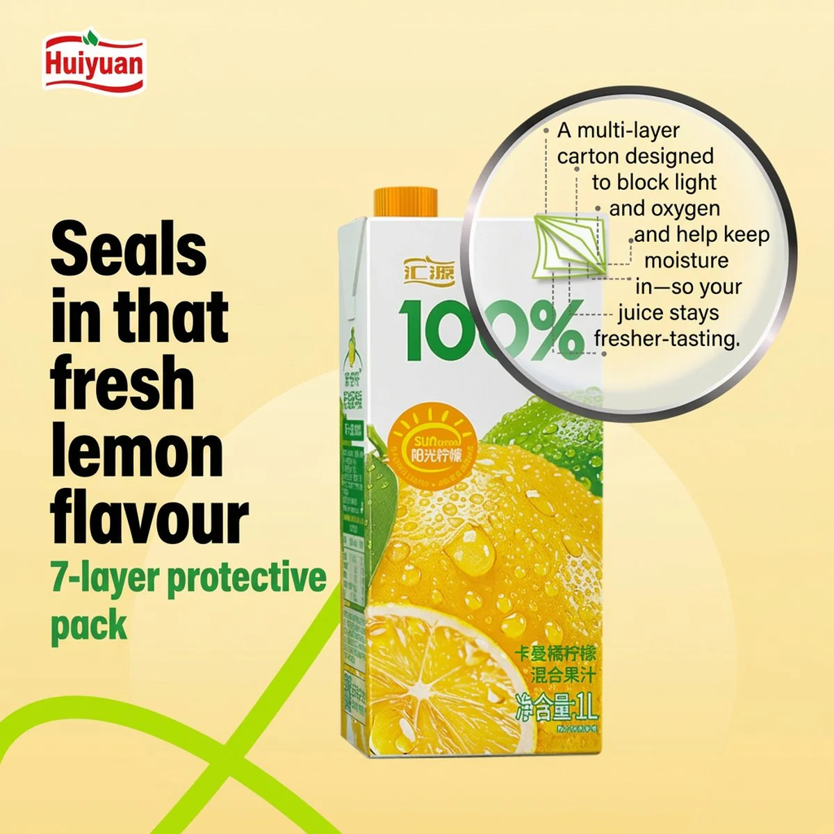 Huiyuan 100% Sunshine Lemon Mixed Juice 1L - Image 5