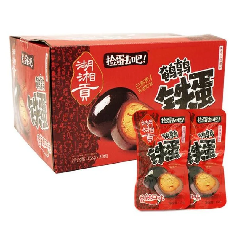 Huxiang Gong Spicy Quail Eggs - 30 Packs of 15g