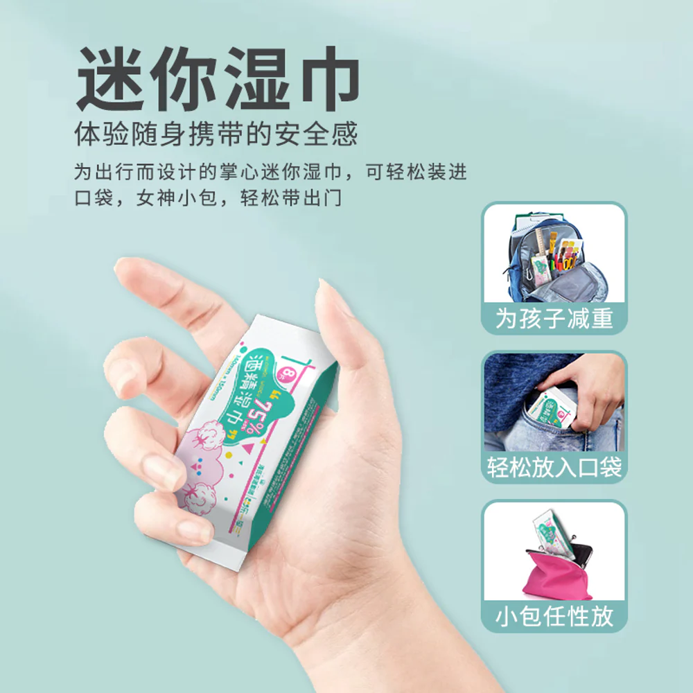 Hynaut Alcohol Wipes Mini Pack - 8 Sheets x 8 Bags - Image 2