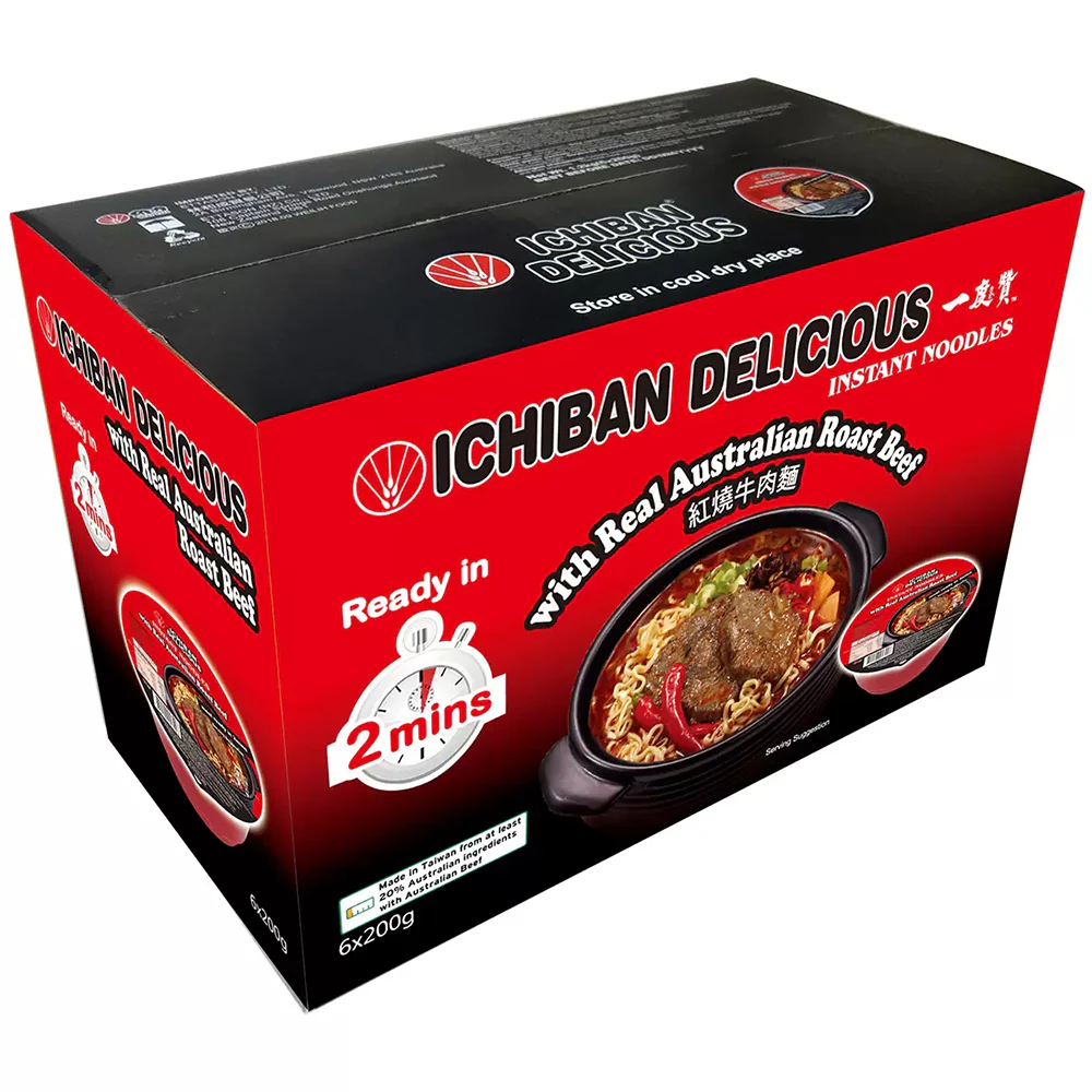 Ichiban Delicious Instant Noodles with Real Australian Roast Beef - 6pcs, 200g - Image 2