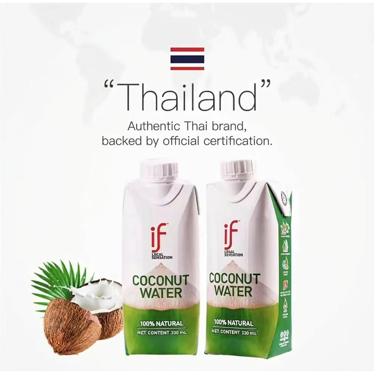 IF 100% Natural Coconut Water from Thailand - 330ml x 24 - Image 3