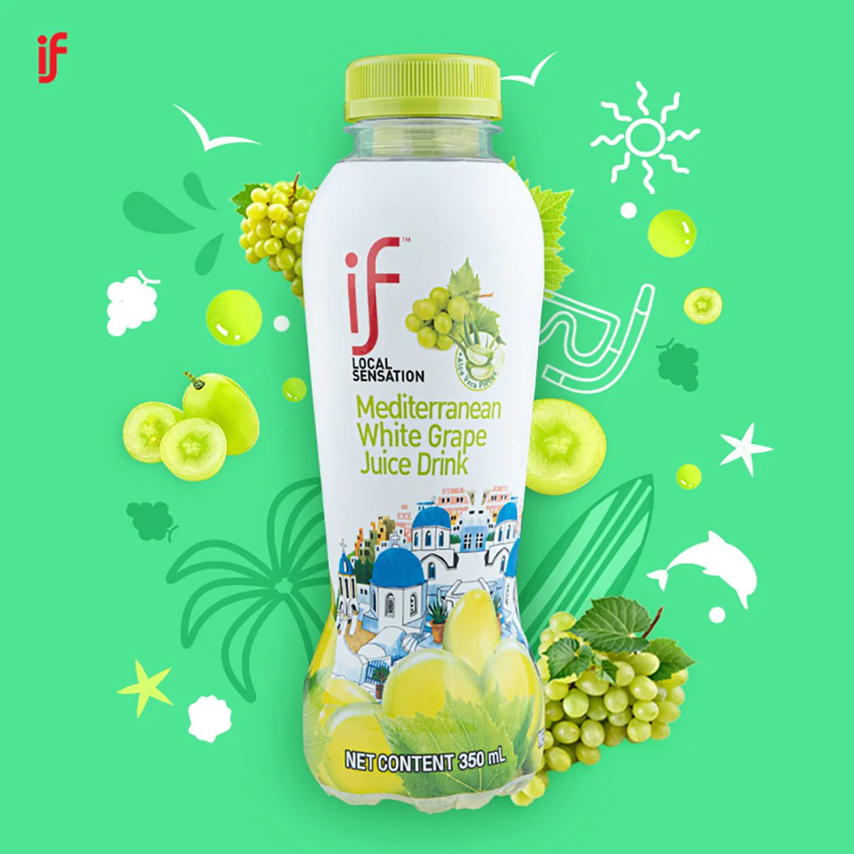 IF Mediterranean White Grape Juice with Aloe Vera - 350ml x 24 - Image 3