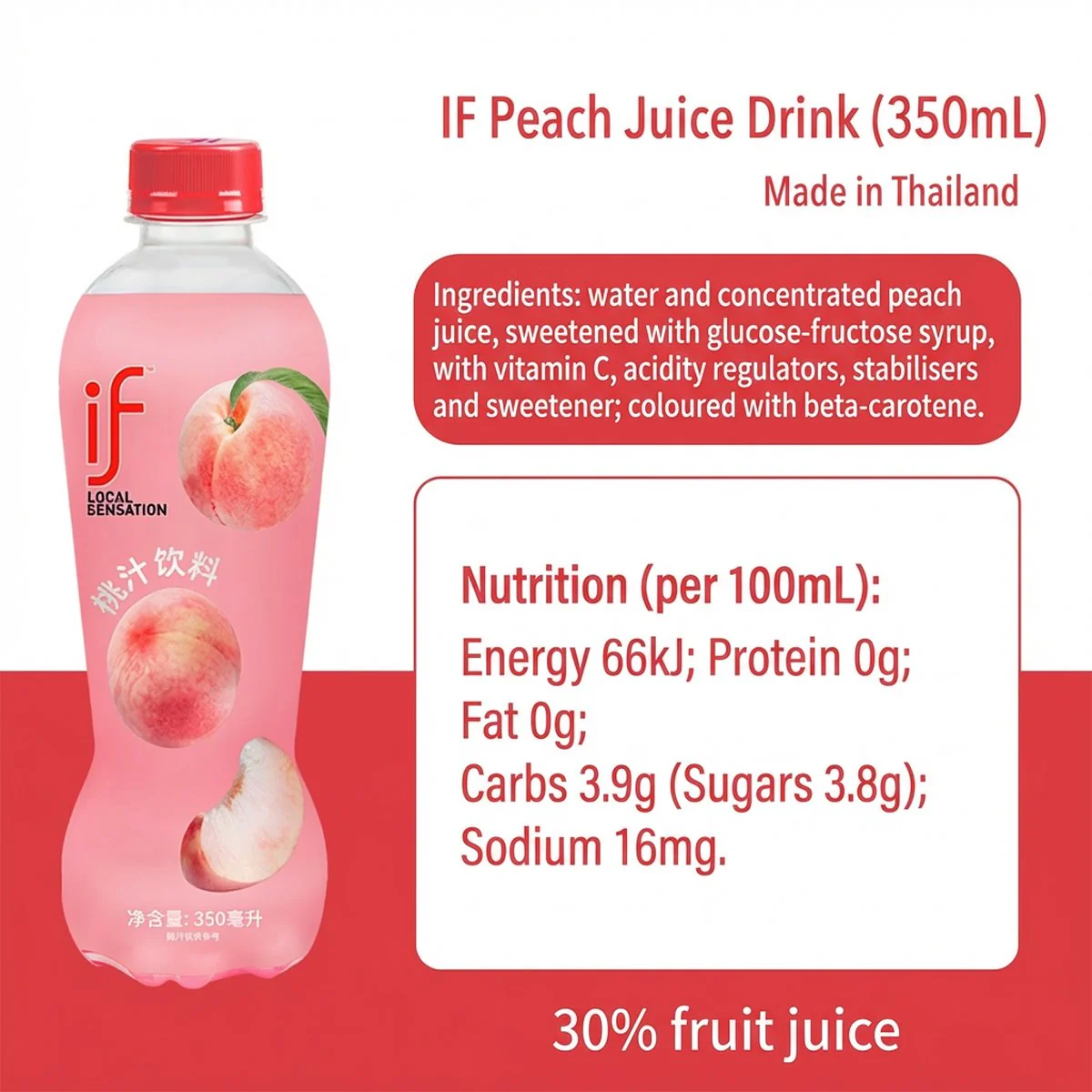 IF Peach Vitamin C Juice 350ml x 24 - Image 4
