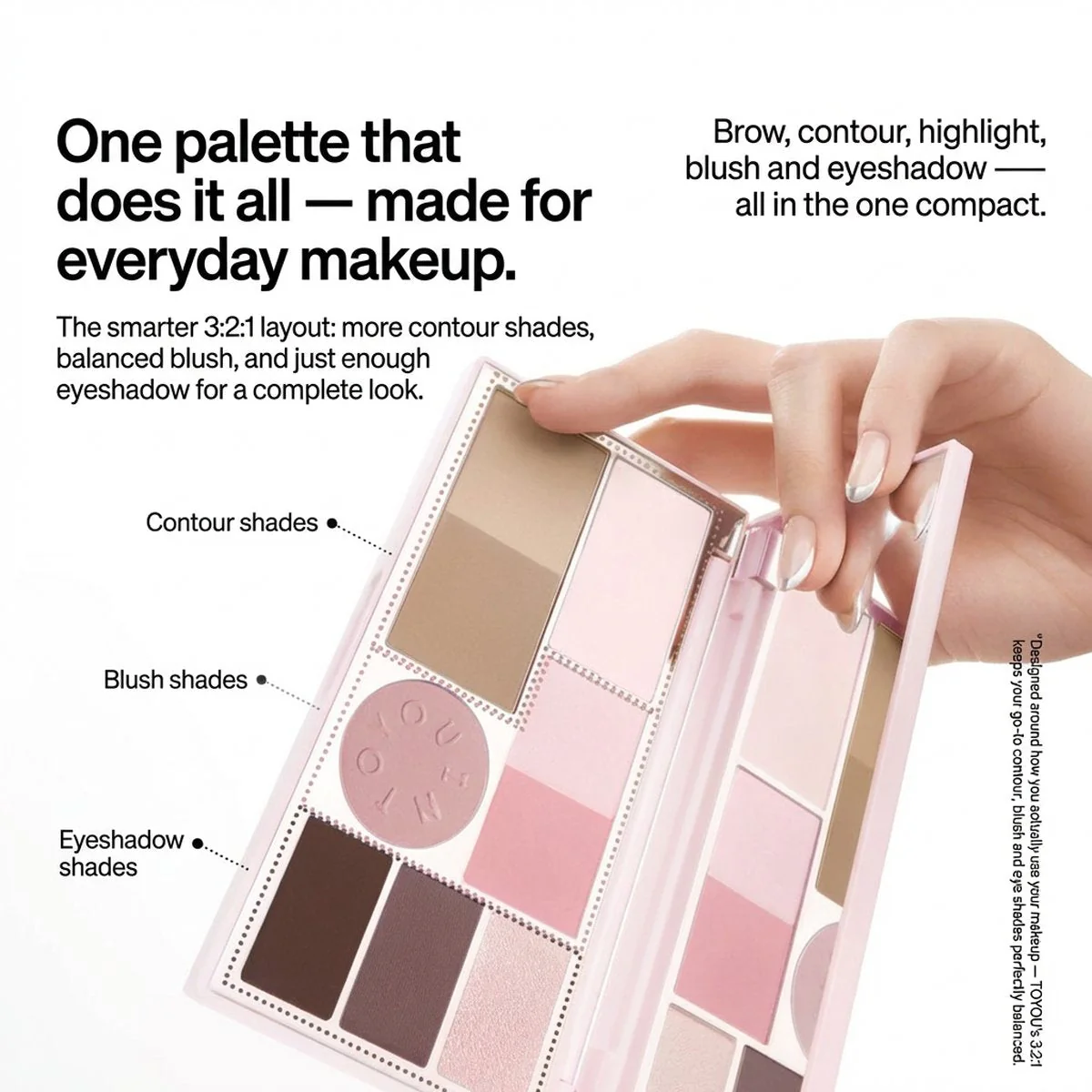 INTO YOU All-in-One Face & Eye Palette FM01 Warm Coral – Blush, Contour, Highlight & Eyeshadow – 10.5g - Image 2