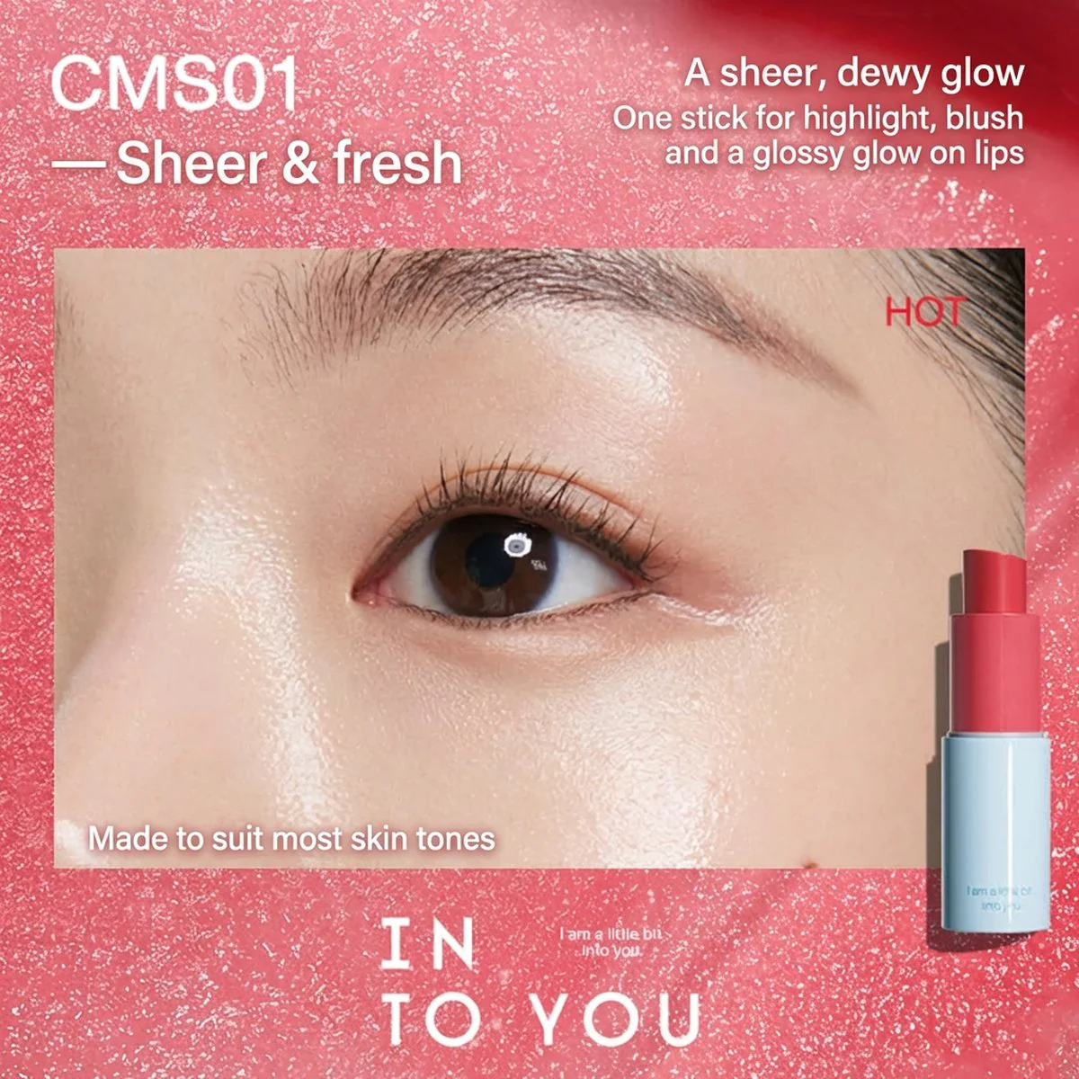 INTO YOU Dewy Multi-Use Stick CMS01 Clear Glow 4.4g – Eye, Cheek & Lip Glass-Skin Highlighter