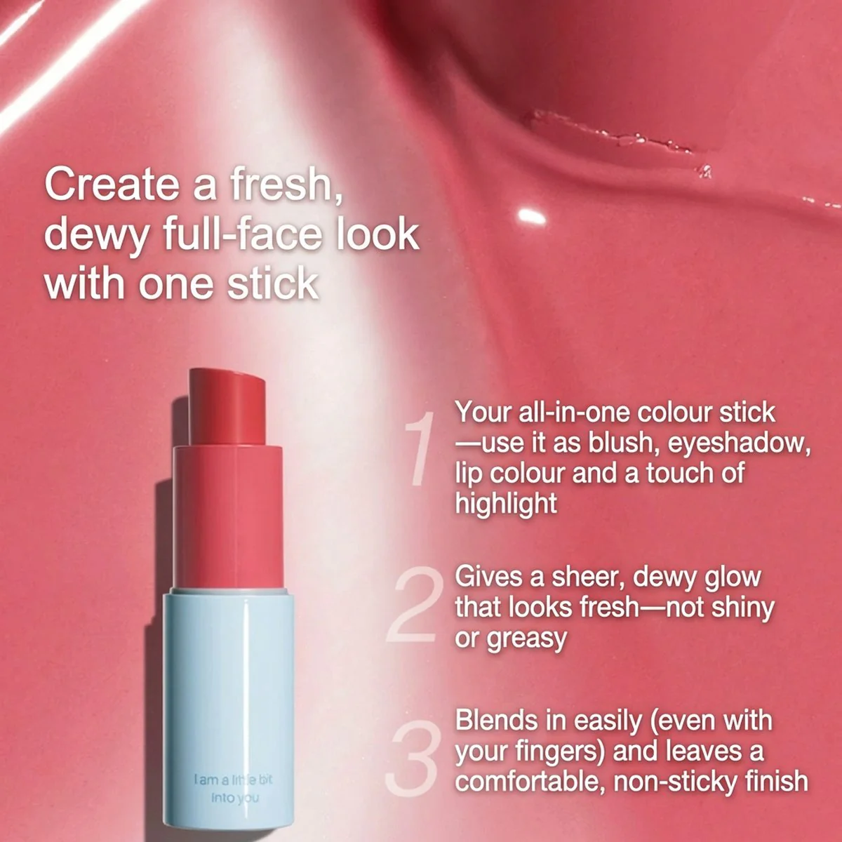 INTO YOU Dewy Multi-Use Stick CMS01 Clear Glow 4.4g – Eye, Cheek & Lip Glass-Skin Highlighter - Image 4